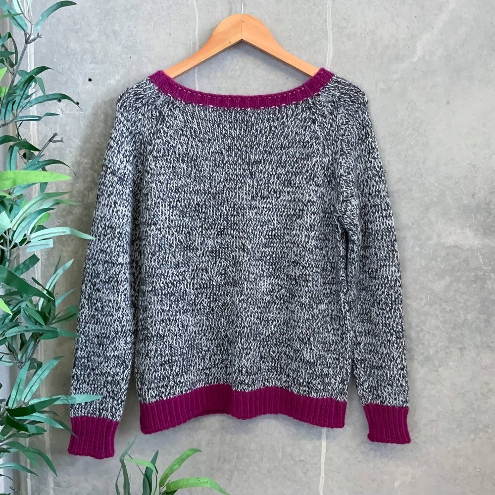 COCOGIO Ladies Grey Pink Love Heart Knit Jumper - Size M/L - Picture 2 of 5